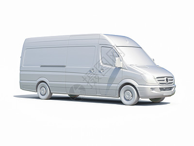货车3D3d 白车Van 图标邮政货运车辆仓库3d渲染运输送货驾驶货车背景