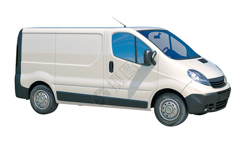 3D货车白色送货车图标公用事业平板服务送货导游驾驶技术盒子3d卡车背景