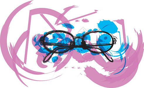 短视多彩抽象眼镜它制作图案射线教育视力疾病老年太阳镜知识分子艺术眼睛塑料插画