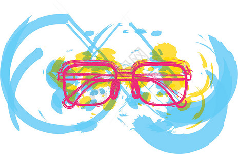 短视多彩抽象眼镜它制作图案教育插图老年镜片墨水金属近视知识分子眼睛视力插画