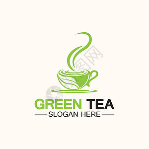 茶杯标志矢量设计 绿茶矢量标志模板徽章草本植物艺术标识标签店铺餐厅邮票茶壶食物背景图片