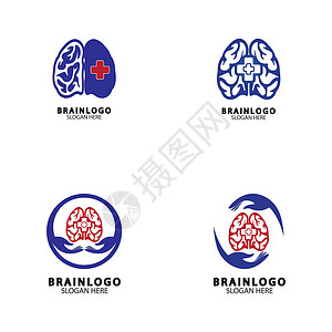 大脑标志设计概念向量天才思考医院风暴科学头脑教育脉冲创新健康背景图片