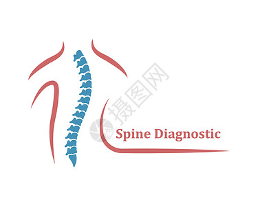 脊柱推拿它制作图案脊柱诊断标志图标模板矢量标签标识生物学手术中心插图椎骨身体疾病医生插画