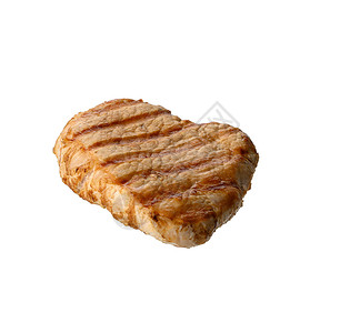 白底隔离的烤猪肉片背景图片