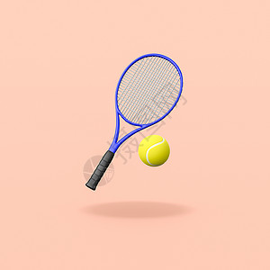 橙色背景上的网球拍和球背景图片