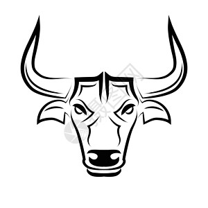 牛前腱公牛的线向量图前视图 它是金牛座的标志喇叭八字标识绘画奶牛野牛卡通片星系哺乳动物牛肉插画