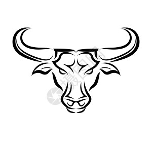 牛前腱公牛的线向量图前视图 它是金牛座的标志标识野生动物野牛农场绘画水牛奶牛荒野日历牛肉插画