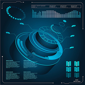 具有未来用户界面设计概念的背景与 HUD 元素图表互联网虚拟现实显示器信息成套酒吧数据监视器插图背景图片