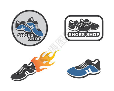 鞋设计师鞋子图标标志矢量图设计运动鞋运动员平面鞋类速度跑步潮人运动装男人赛跑者插画