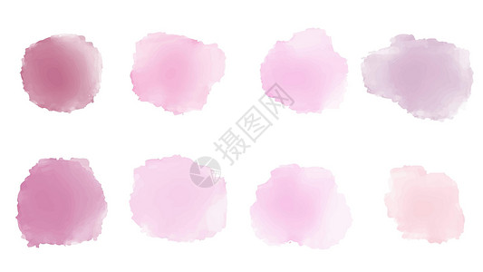 水彩上的毛笔字一套柔和的粉红色水彩画笔隔离在上设计图片