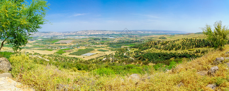 乔丹谷下约旦河河谷大片地貌图景背景