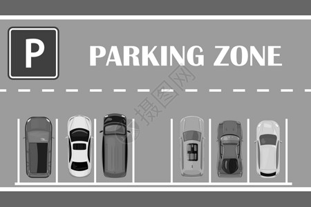 公园标志停车区顶视图 有汽车的停车场路标空行文本和标志插画