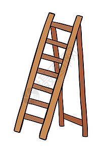 木制活梯的卡通矢量图解背景图片