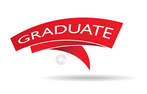 毕业横幅带有“毕业”字样的红丝带 用于横幅标牌和广告设计图片