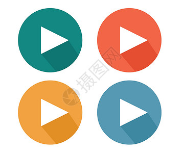 三个圆圈对话框播放按钮 iconflat 徽标应用程序矢量图塑料导航视频用户徽章网站推介会玩家夹子记录设计图片