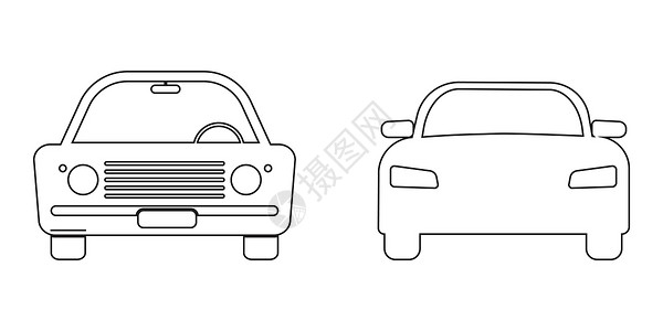 汽车现代复古字体视图轮廓集 描绘新旧汽车的黑白轮廓图  EPS矢量设计图片