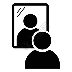 简笔画男人照镜子 孤立在白色背景上的黑色插图  EPS矢量背景图片