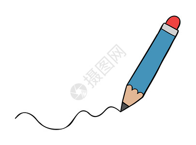 卡通矢量图的铅笔画一条波浪线背景图片