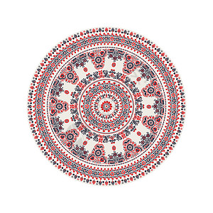 圆形盘子匈牙利圆形装饰品 2刺绣缝纫艺术盘子几何学红色针织织物民间地区插画