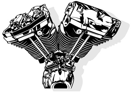黑色和白色摩托车引擎设计图片