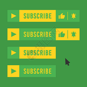 黄黑配色视频频道的订阅按钮 绿黄配色设计图片