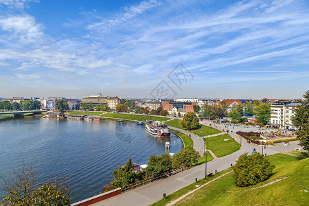 波兰克拉科夫的Vistula河高清图片