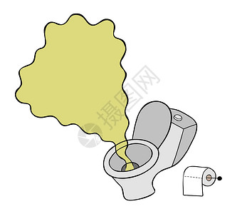 马桶座圈和令人作呕的尿味的卡通矢量图解插画