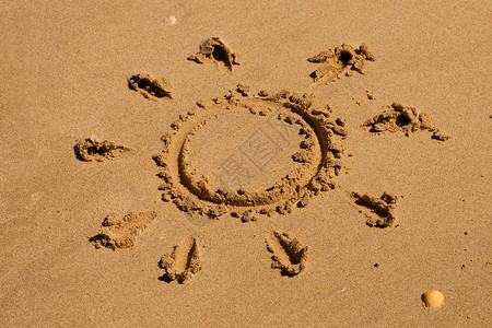 在沙滩上签字海滩闲暇太阳假期背景图片