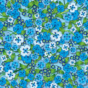 蓝色抽象花卉装饰滚动漩涡曲线古董墙纸风格绘画框架艺术品漩涡状背景图片