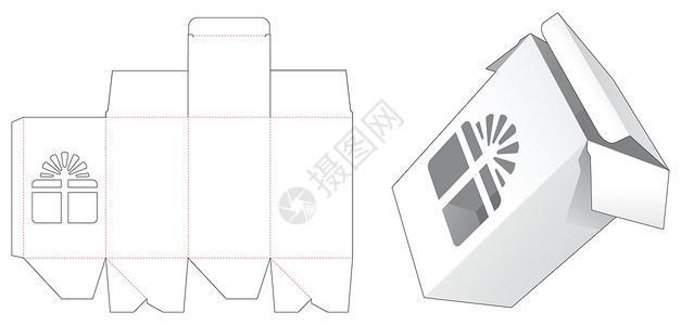 带礼品盒模具模切模板的包装盒背景图片