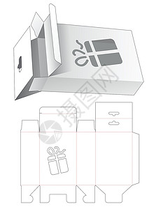 带礼品盒的挂牌包装箱Stencil死剪切模板背景图片