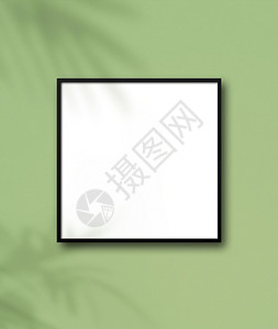 浅绿色墙上挂着的黑色方形相框背景图片