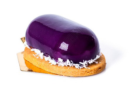 椰子果冻紫色甜点加可可和蓝莓果酱面包奶油食物美食酥皮蛋糕可可馅饼水果糕点背景