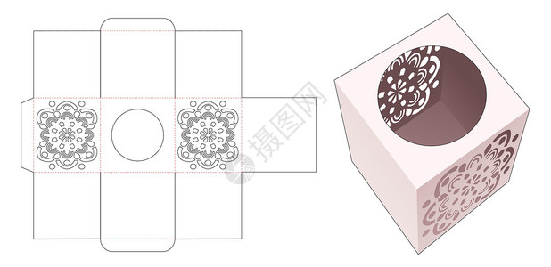 带曼陀罗模具模切模板的文具盒背景图片