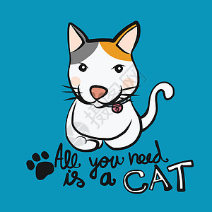 你只需要一只猫卡通矢量它制作图案涂鸦卡通片动物小猫插图宠物房子背景图片