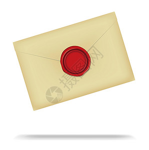字母和密封蜡矢量插图设计空间在 wa 的中心邮件保险秘密海豹证书徽章邮票古董文档邮政背景图片
