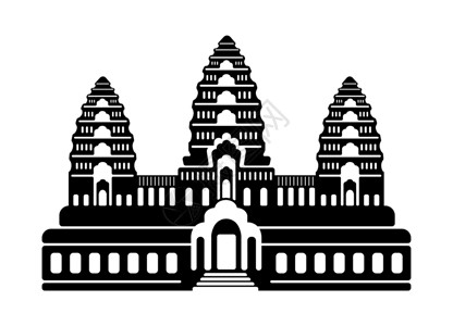 柬埔寨吴哥吴哥窟柬埔寨世界著名建筑矢量图佛教徒地标插图卡通片宗教假期收获建筑学热带反射设计图片