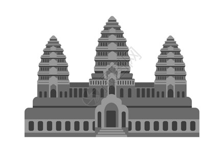 暹罗斗鱼吴哥窟柬埔寨世界著名建筑矢量图旅游石头历史假期反射插图纪念碑宗教地标卡通片设计图片