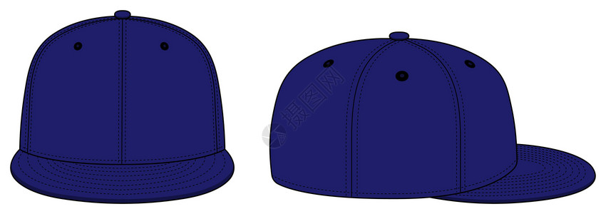两顶它制作图案棒球帽模板矢量头饰小样帽子空白运动司机玩家边缘棒球插图插画