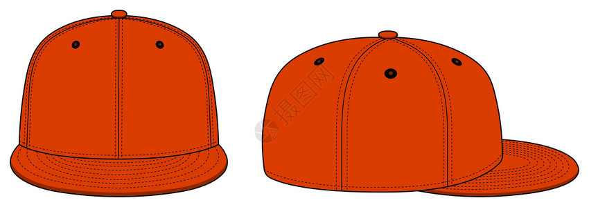 两顶它制作图案棒球帽模板矢量棒球玩家插图运动衣服帽子卡车司机头饰空白插画