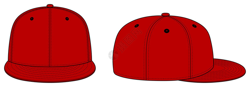 两顶它制作图案棒球帽模板矢量帽子棒球小样衣服卡车玩家插图空白司机运动插画