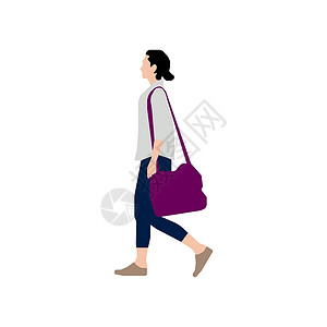 商业皮质单肩包行走的女性人物 sihouette 插图侧面 vie收藏商务员工男人冒充身体人群家庭女士套装设计图片