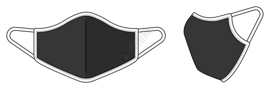 一次性医用外科口罩医用面罩矢量模板插图管道 2 音类型预防疾病保护空间安全口罩病人小样感染外科插画