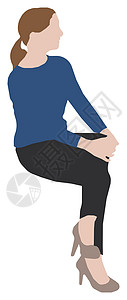 坐着的女性人平面矢量图制作图案学生衣服男性团体男生卡通片身体女士白色女孩背景图片