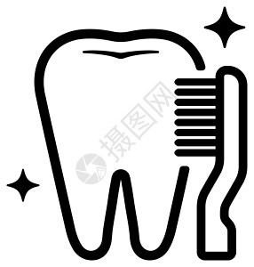 洁白健齿牙科护理牙齿相关图标插图牙刷卡通片凹痕治疗医生保健空腔药品诊所搪瓷刷子插画