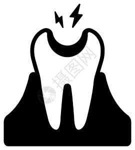 凹痕图标牙齿护理牙齿相关图标插图牙齿 deca保健牙科医生牙刷解剖学搪瓷卫生卡通片磨牙凹痕插画