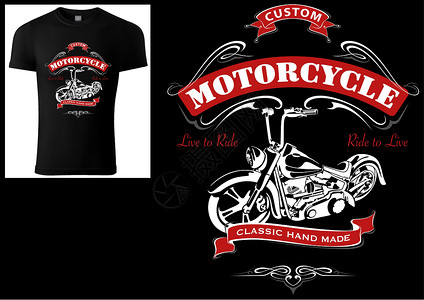 哈雷标志素材骑摩托车的人的 T 恤设计插画