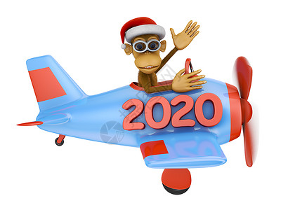 飞机上的猴子 202运输卡通片蓝色旅游航空航班眼镜动物空气天线背景图片
