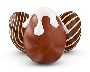 立体巧克力三个巧克力蛋糖果甜点棕色可可小吃食物诱惑水果白色插图背景