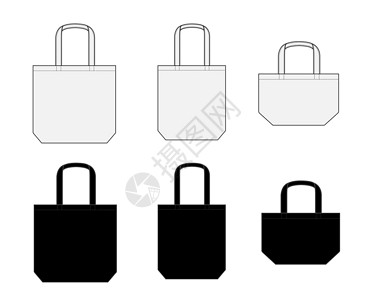 粗坯手提袋 ecobag 购物袋模板矢量插图集各种类型设计图片